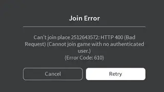 How To Fix Can't Join Place 2512643572: HTPP 400 (Error Code: 610) Problem Solved