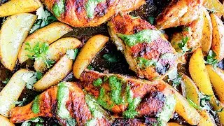 Peruvian Chicken with Creamy Cilantro Sauce - One Pan Chicken and Potatoes  | Let's Eat Cuisine