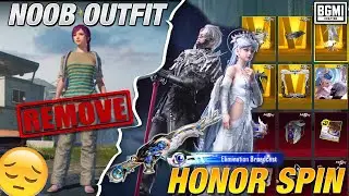 BGMI REMOVED OUR NOOB OUTFIT 😥 || HONOR AKM SPIN COMPLETE LEAKS.