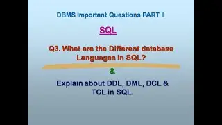 PART 2 | Q3. DATABASE LANGUAGES IN SQL | DDL, DML, DCL, TCL IN SQL