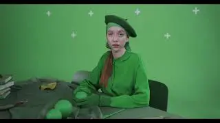Copyright free Green screen girl in green