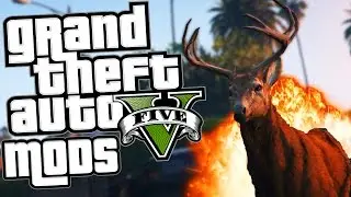 GTA 5 PC Mods - Deer Rampage, Cute Cat! (GTA 5 Funny Moments)