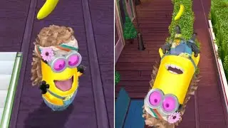 Minion Rush: Hippie Kevin Minion Jumping Over Obstacles While Using Banana Splitter at Pier 12