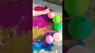 popping water color balloons 