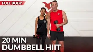20 Min Dumbbell HIIT Workout for Fat Loss - Tabata Full Body Home Workout with Weights