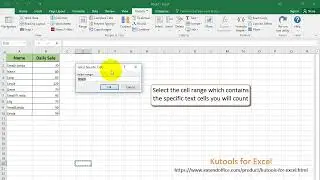 How to count cells with specific text in selection in Excel?