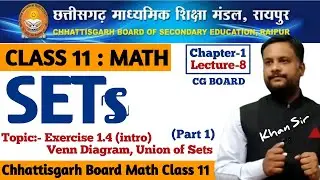 CG BOARD Class 11 Math Chapter 1 SETS | Exercise 1.4 intro (Part 1) | CGBSE Math - Genius Academy