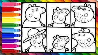Drawing And Coloring Peppa Pig With Her Family 🐷🐷🐷🐷💗🌈 Drawings For Kids