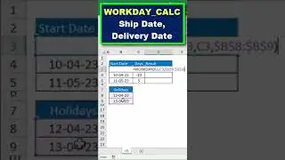 Calculate Ship Date - How to use Workday Function in Excel 