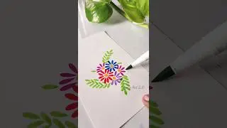 Easy flower and leaves drawing using brush pen ❇️🌸 