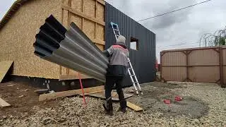 Гараж барн 8 серия - обшивка профлистом крыши и стен #барн