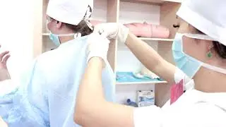 Одевание халата и перчаток