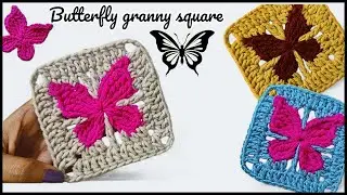 Step by Step Crochet 😊Granny square Butterfly🦋🦋Tutorial For beginners @sara1111
