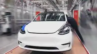 tesla model Y production time laps in Giga Berlin