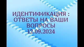 ИДЕНТИФИКАЦИЯ :Ответы на ваши вопросы 12.09.2024