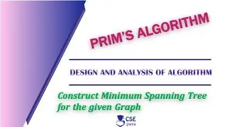 Prims Algorithm Example1 | Greedy Technique | Lec 38 | Design & Analysis of Algorithm