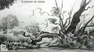 Landscape Drawing With Simple and Easy Pencil Strokes For Beginners | Pencil Art
