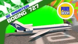 Green Screen Airplane Boeing 727 Takes Off Runway - PixelBoom