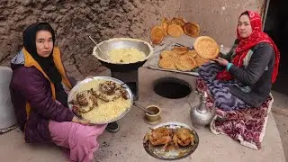 Exploring to Primitive Rural Life in Mountains Village in Afghanistan -33°C | Chicken Fried Recipe