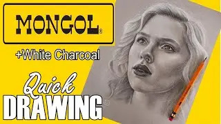 1 MONGOL Pencil Quick Portrait Drawing +White Charcoal | Scarlett Johansson | BMD Portraits