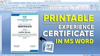 Printable Restaurant Experience Certificate in Ms Word Tutorial | Experience Certificate Design