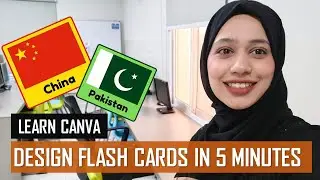 How to design flash cards on Canva | Country flags | Learn Canva