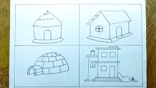Different types of houses drawing