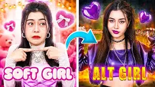 Extreme Makeover From Soft Girl To Alt Girl! Good Girl Fell In Love With E-boy