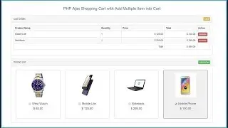 PHP Ajax Shopping Cart with Add Multiple Item into Cart