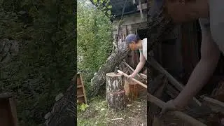 Рубим дрова на даче