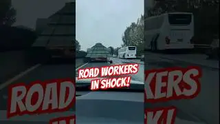 Workers in Shock as Truck Obliterates Road Cones! 🚛😱 
