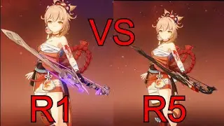 R5 Rust VS R1 Thundering pulse damage comparison on Yoimiya