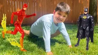 CALEB TURNS into THE FLASH SUPERHERO! FUN NEW RACING GAME with MOM in the Backyard! Pretend Play Fun