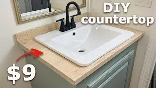 DIY Wood Countertop Made With ONE Board / DIY Small Bathroom Makeover on a Budget Part 2