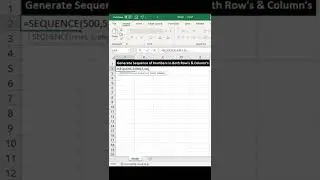 How to Generate Sequence of Numbers in Both Row's and Column's in 