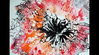Как нарисовать цветок в технике Акриловая заливка./ Acrylic fluid pouring. Flower.
