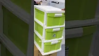 Standing chest of drawers, multicolour plastic storage with anti slip shoes & trolley wheels