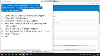 Cara copy atau membuat img file dari boot sdcard dengan WIN32DISKIMAGER