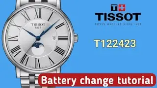 How to change the battery Tissot Carson  Premium Gent Moonphase | Tissot T122423