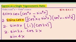 Write as Single Expression and Solve Equation sin4x = 1