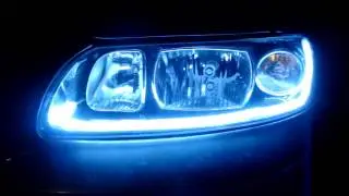 Вольво S60, светодиодная лента вечером.