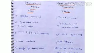 Difference between Syntax Directed Definition and Syntax Directed Translation - lecture 62/ compiler