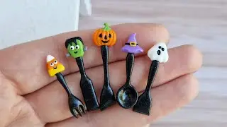 Miniature cute utensils for Halloween🖤👻🖤Polymer clay