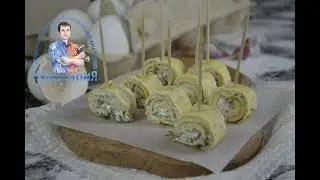 Яичные блинчики(рулетики) рецепт с сыром и чесноком