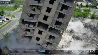 Видео обрушения дома на Кашириных, плановый завал