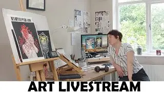 LIVE - Inking and painting a small sketchbook drawing - Last stream of the year!