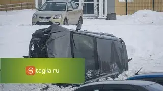 It skidded and was thrown to the tram. Nizhny Tagil