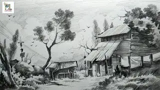 How to Sketch and Shade A Landscape Art With Easy Pencil Strokes | Step by Step