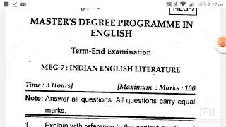 MEG 7 ignou September 2020 Question paper