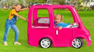 Alice and her Barbie Car - camping story